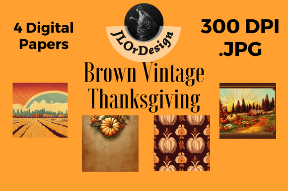 Brown Retro Thanksgiving Digital Papers for Your Projects