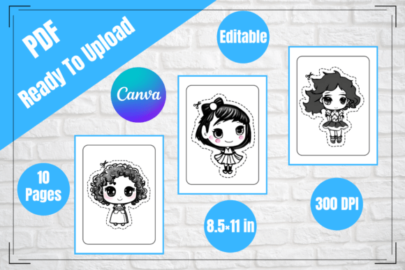 Cute Kawaii Girls Scissors Skills B&W: A Creative Tool for Fine Motor Development