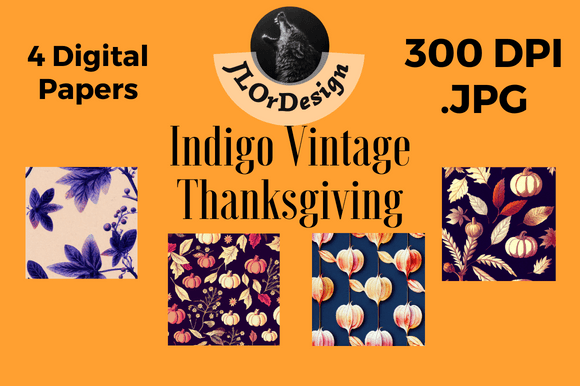 Indigo Retro Thanksgiving Digital Papers: A Designer's Guide
