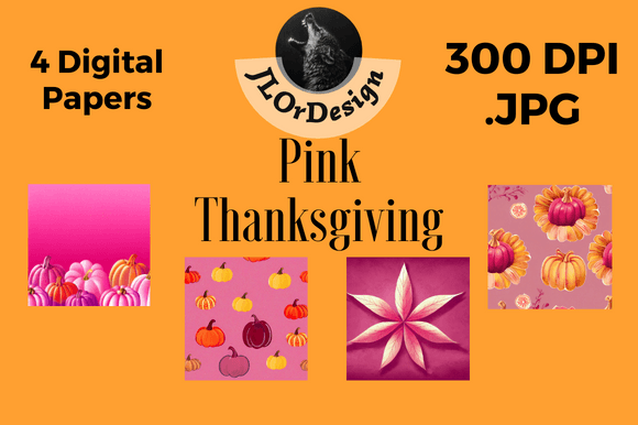Pink Retro Thanksgiving Digital Papers