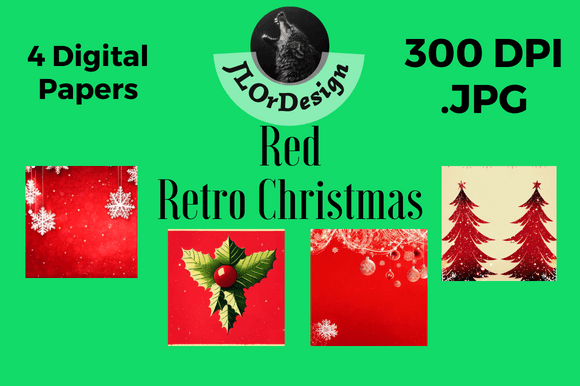 Red Retro Christmas Digital Papers: Your Vintage Holiday Toolkit
